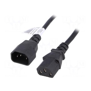 Cable | 3x0.75mm2 | IEC C13 female,IEC C14 male | PVC | 3m | black | 10A