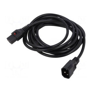 Cable | IEC C13 female,IEC C14 male | PVC | 4m | black | 10A | 250V