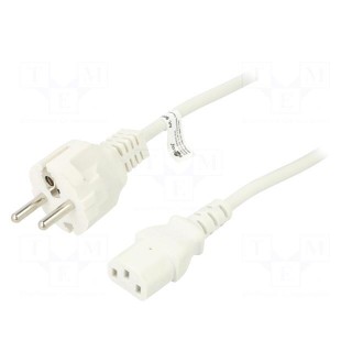 Cable | IEC C13 female,IEC C14 male | PVC | 5m | white | 10A | 250V
