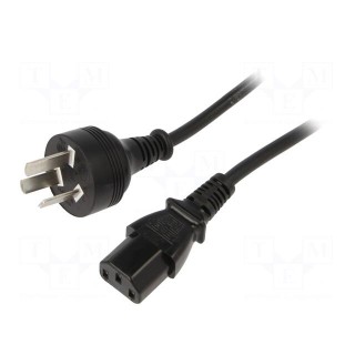 Cable | 3x0.75mm2 | IEC C13 female,IRAM 2073 plug | PVC | 1.8m | black