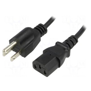 Cable | NEMA 5-15 (B) plug,IEC C13 female | 1.5m | black | PVC | 10A