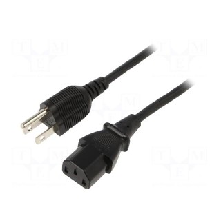 Cable | 3x0.75mm2 | IEC C13 female,NEMA 5-15 (B) plug | PVC | 1.8m