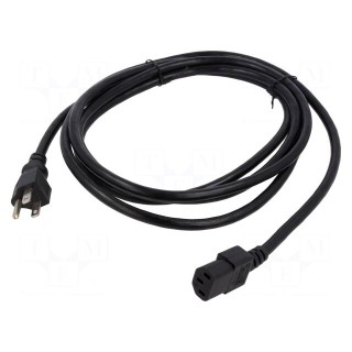 Cable | 3x18AWG | IEC C13 female,NEMA 5-15 (B) plug | PVC | 2.2m