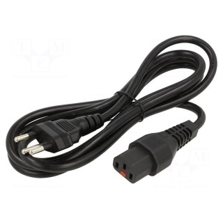 Cable | IEC C13 female,SEV-1011 (J) plug | 2m | black | 10A | 250V