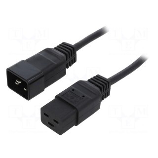 Cable | 3x1.5mm2 | IEC C19 female,IEC C20 male | PVC | 1.5m | black