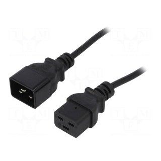 Cable | IEC C19 female,IEC C20 male | 1.8m | black | PVC | 3G1mm2 | 16A
