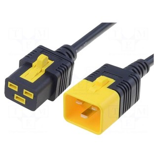 Cable | IEC C19 female,IEC C20 male | 2m | with locking | black | PVC