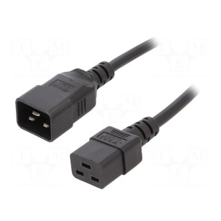 Cable | 3x1.5mm2 | IEC C19 female,IEC C20 male | PVC | 3m | black | 16A