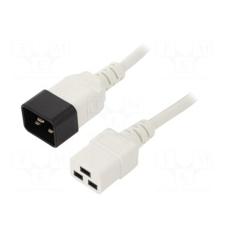 Cable | 3x1.5mm2 | IEC C19 female,IEC C20 male | PVC | 0.5m | white
