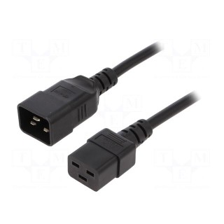 Cable | 3x1.5mm2 | IEC C19 female,IEC C20 male | PVC | 1.8m | black