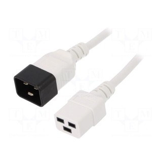 Cable | 3x1.5mm2 | IEC C19 female,IEC C20 male | PVC | 1.8m | white