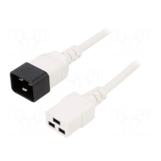 Cable | 3x1.5mm2 | IEC C19 female,IEC C20 male | PVC | 1m | white | 16A