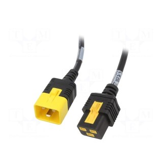 Cable | 3x1.5mm2 | IEC C19 female,IEC C20 male | PVC | 1m | black | 16A