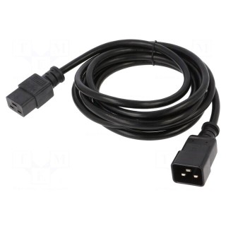 Cable | 3x14AWG | IEC C19 female,IEC C20 male | PVC | 3m | black | 15A
