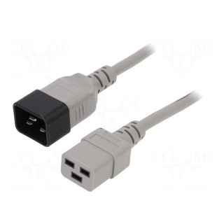 Cable | 3x1.5mm2 | IEC C19 female,IEC C20 male | PVC | 3m | grey | 16A