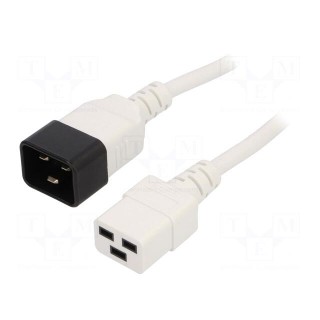 Cable | 3x1.5mm2 | IEC C19 female,IEC C20 male | PVC | 3m | white | 16A