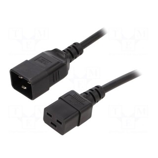 Cable | 3x1.5mm2 | IEC C19 female,IEC C20 male | PVC | 5m | black | 16A