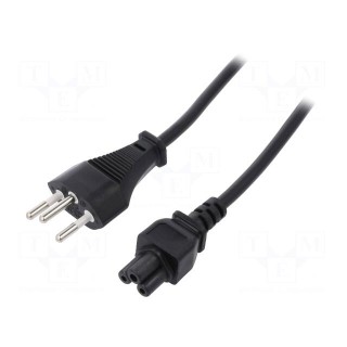 Cable | IEC C5 female,SEV-1011 (J) plug | 1mm | black | PVC | 2.5A