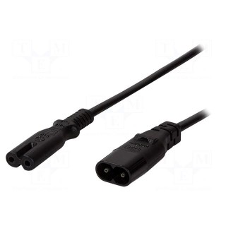 Cable | IEC C7 female,IEC C8 male | 2m | Sockets: 1 | black