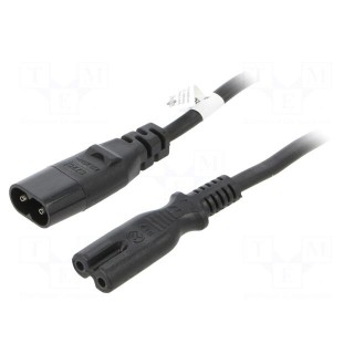 Cable | IEC C7 female,IEC C8 male | PVC | 2m | black | 2.5A | 250V