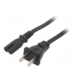 Cable | 2x18AWG | IEC C7 female,NEMA 1-15 (A) plug | PVC | 1.8m | 7A