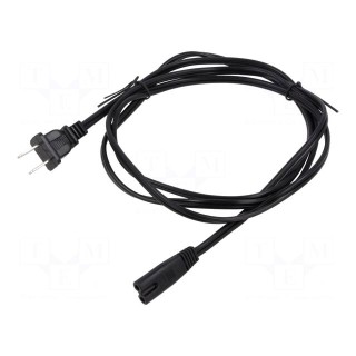 Cable | 2x18AWG | IEC C7 female,NEMA 1-15 (A) plug | PVC | 1.8m | 7A