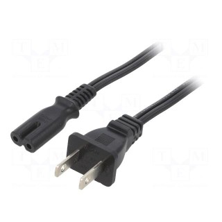 Cable | 2x18AWG | IEC C7 female,NEMA 1-15 (A) plug | PVC | 1m | black