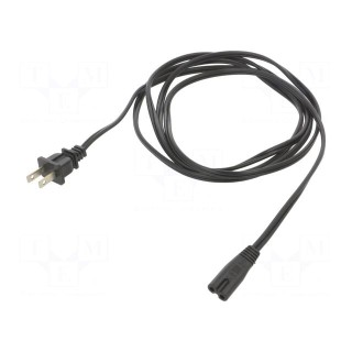 Cable | 2x18AWG | IEC C7 female,NEMA 1-15 (A) plug | PVC | 2.4m | 7A