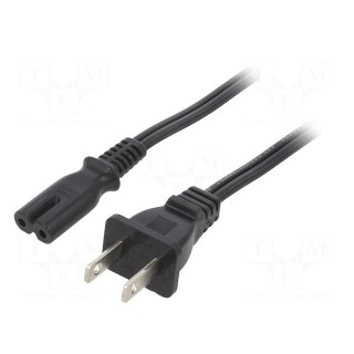 Cable | 2x18AWG | IEC C7 female,NEMA 1-15 (A) plug | PVC | 3m | black