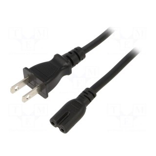 Cable | 2x0.75mm2 | IEC C7 female,NEMA 1-15 (A) plug | PVC | 1.8m