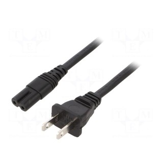 Cable | 2x18AWG | IEC C7 female,NEMA 1-15 (A) plug | PVC | 4m | black