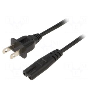 Cable | 2x0.75mm2 | IEC C7 female,NEMA 5-15 (B) plug | PVC | 1.8m