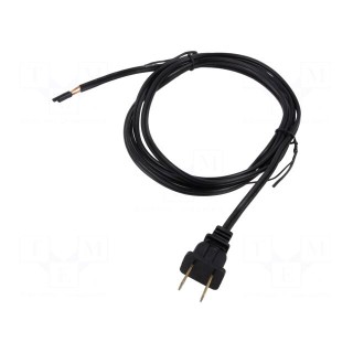 Cable | 2x18AWG | NEMA 1-15 (A) plug,wires | PVC | 1.8m | black | 10A