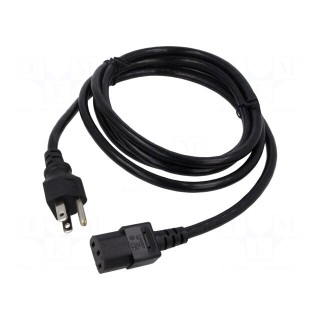 Cable | 3x18AWG | NEMA 5-15 (B) plug,wires | PVC | 2.3m | black | 10A