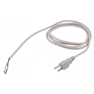 Cable | 3x18AWG | NEMA 5-15 (B) plug,wires | PVC | 2.4m | grey | 10A
