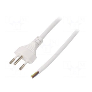 Cable | 3x1mm2 | wires,SEV-1011 (J) plug | PVC | 1.8m | white | 10A | 250V