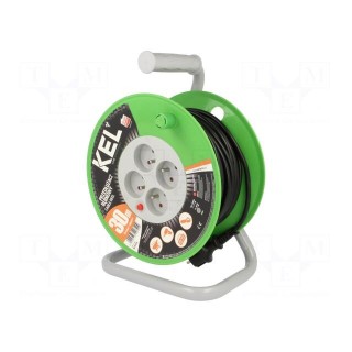 Extension lead | 3x1mm2 | reel | Sockets: 4 | PVC | black | 30m | 10A