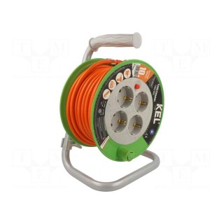 Extension lead | 3x1.5mm2 | reel | Sockets: 4 | PVC | orange | 10m | 16A