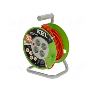 Extension lead | 3x1.5mm2 | reel | Sockets: 4 | PVC | orange | 15m | 16A