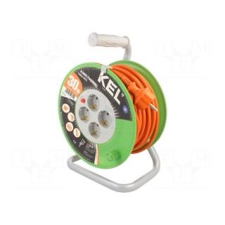 Extension lead | 3x1.5mm2 | reel | Sockets: 4 | PVC | orange | 30m | 16A