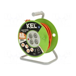 Extension lead | 3x1.5mm2 | reel | Sockets: 4 | PVC | orange | 40m | 16A