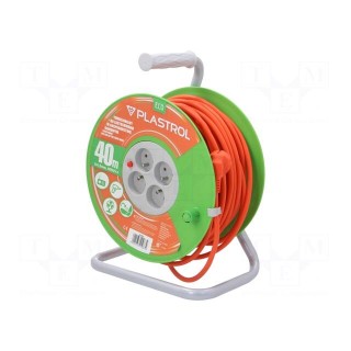 Extension lead | 3x1.5mm2 | reel | Sockets: 4 | PVC | orange | 40m | 16A