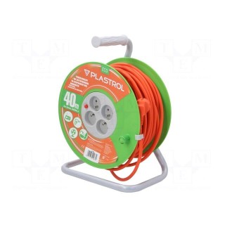 Extension lead | 3x1.5mm2 | reel | Sockets: 4 | PVC | orange | 40m | 16A