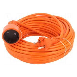 Extension lead | 2x1.5mm2 | Sockets: 1 | PVC | orange | 20m | 16A
