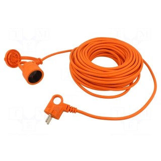 Extension lead | 2x1.5mm2 | Sockets: 1 | PVC | orange | 30m | 16A