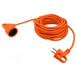 Extension lead | 2x1.5mm2 | Sockets: 1 | PVC | orange | 20m | 16A