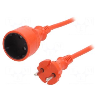 Extension lead | 2x1mm2 | Sockets: 1 | PVC | orange | 10m | 10A