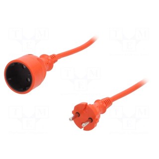 Extension lead | 2x1mm2 | Sockets: 1 | PVC | orange | 20m | 10A
