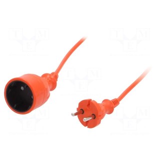 Extension lead | 2x1mm2 | Sockets: 1 | PVC | orange | 25m | 10A