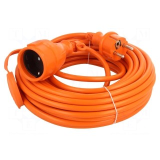 Extension lead | 3x1.5mm2 | Sockets: 1 | PVC | orange | 15m | 16A